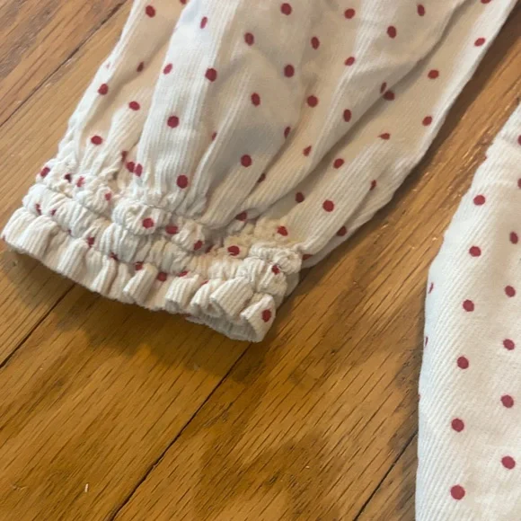 Hanna Andersson Cream Button Down Corduroy Shirt with Polka Dots - Picture 5 of 9